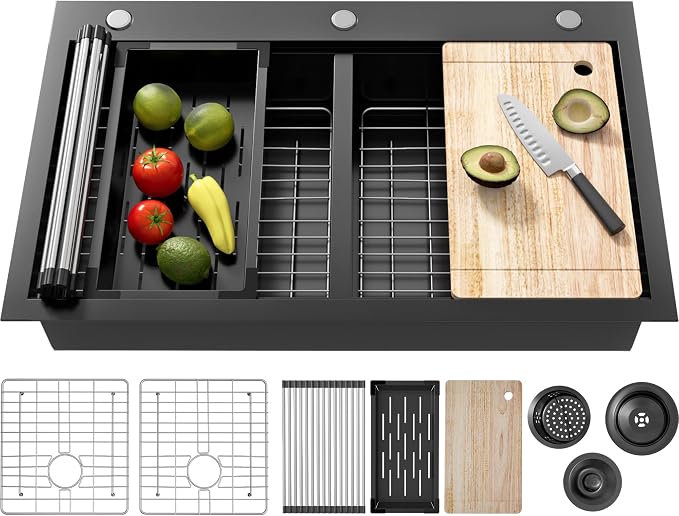 Drop In Kitchen Sink Stainless Steel 32x22 by VALONDINO