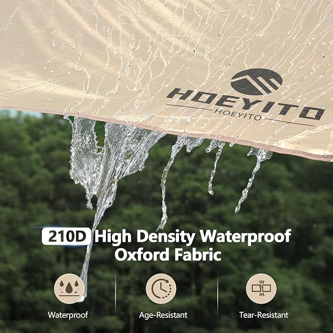 Camping Tarp with Poles & Retainer, 15x12.5FT Large Waterproof 210D Oxford - Image 5