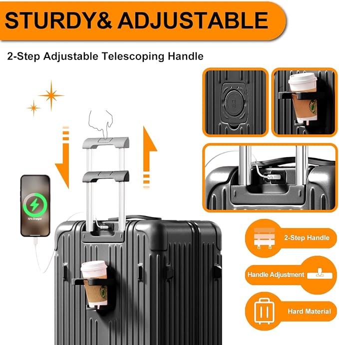 Krute Luggage with Spinner Double Wheels Suitcases with USB Port and Cup Holder - Image 4