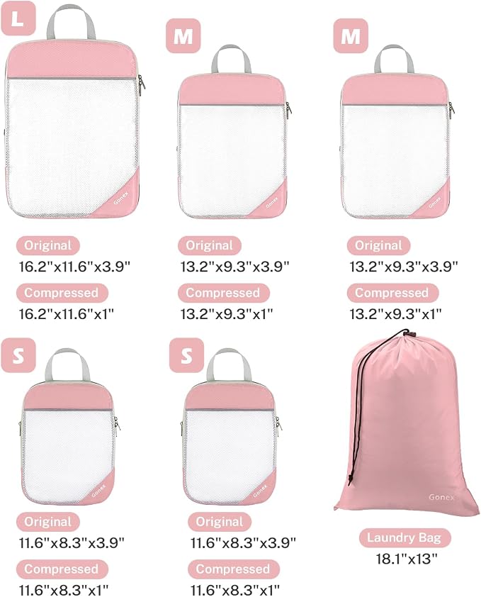 Compression Packing Cubes, Gonex Extensible Storage Mesh Bags Organizers - Image 3