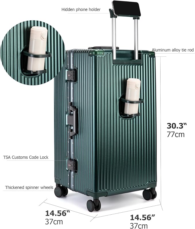 feilario 30in Super Large Captain Aluminum Frame Hardside Spinner Wheels Luggage - Image 4