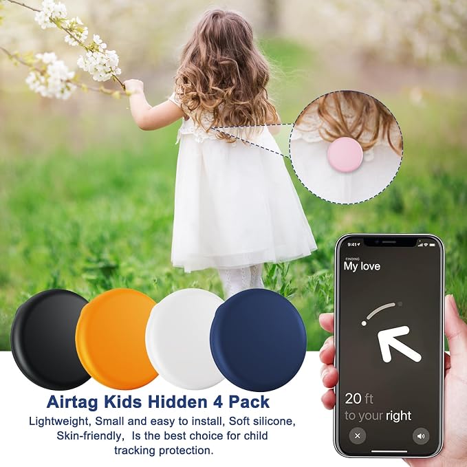 Compatible for Air Tags-4 Pack Apple Kids Hidden, for Airtag Holder for Kid - Image 3