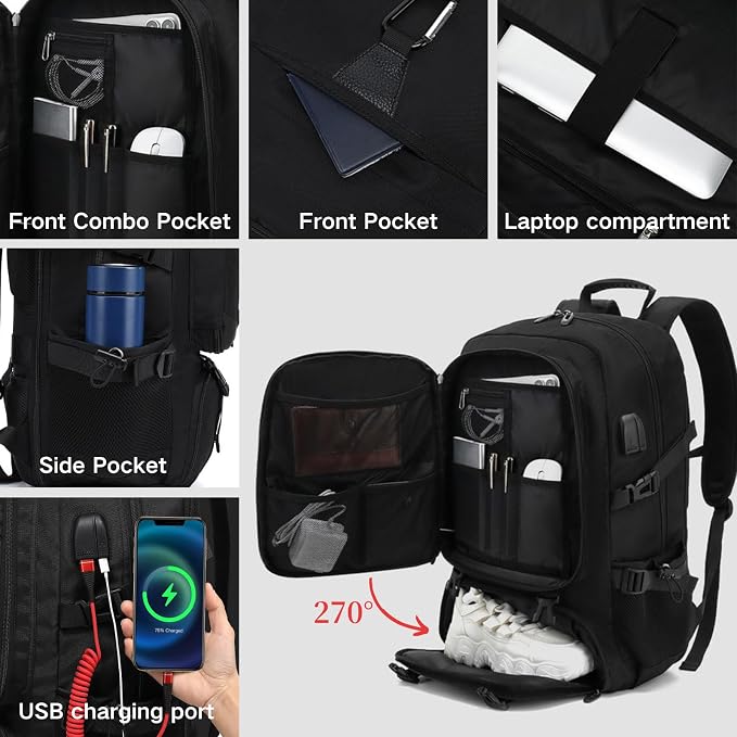 Travel Backpack 50L, 17 Inch Laptop Backpack - Image 2