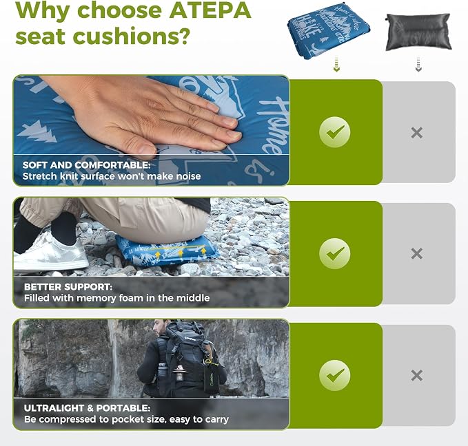 ATEPA Inflatable Stadium Seat Cushion, Self-Inflating Memory Foam Stadium Seats - Image 6