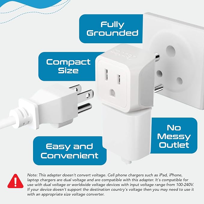 Ceptics US to India Plug Adapter works in Nepal, India Power Adapter, Dual USA - Image 3