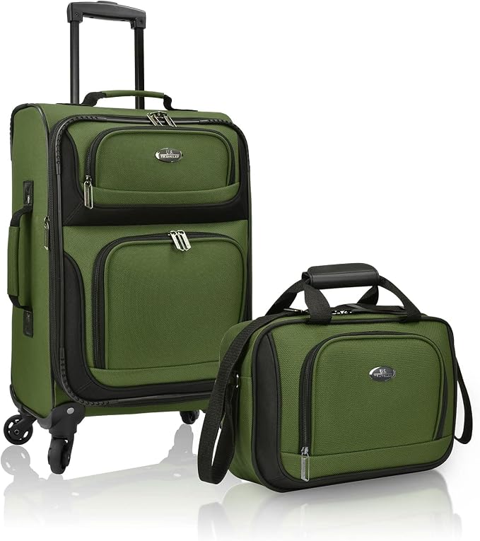 U.S. Traveler Lightweight Rolling 20" Carry On Luggage Softside Suitcase by USTraveler