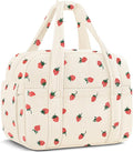 Corduroy Lunch Box Lunch Bag for Women Men, Cute Strawberry Small Insulated by KUBYA
