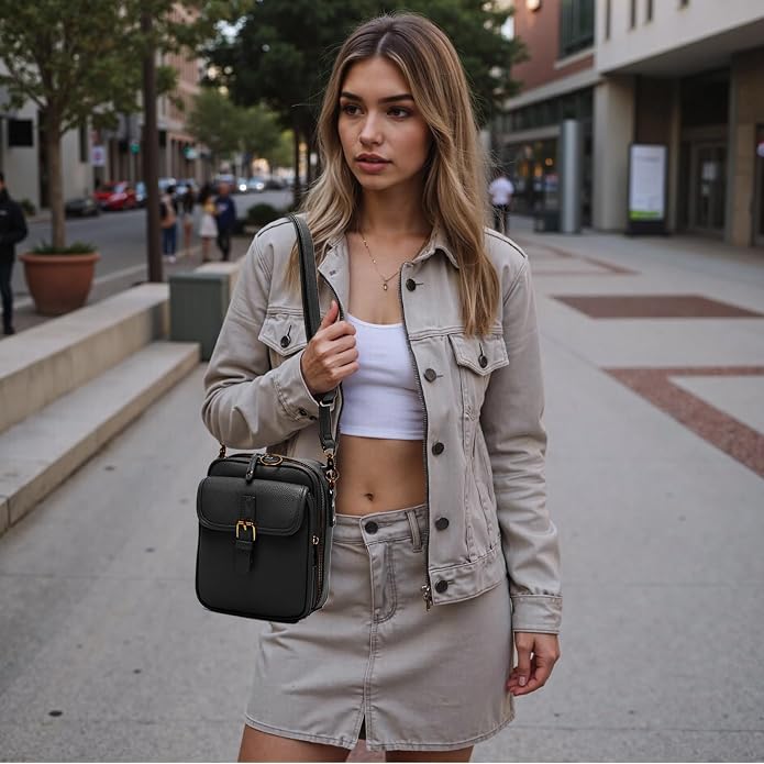 1060 Leather Crossbody Bags for Women Anti-Theft Vegan Purse - Image 3
