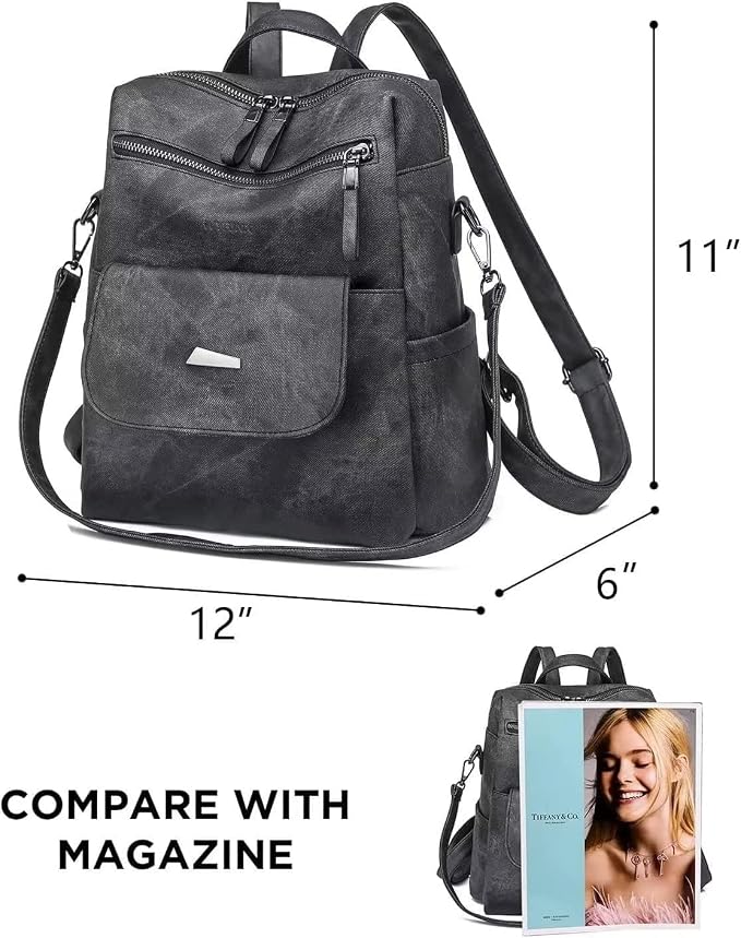 PU Leather Backpack Purse for Women Fashion Multipurpose Design Handbag Ladies - Image 2