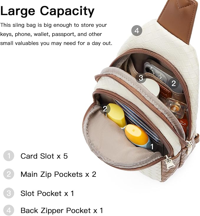 Telena Small Sling Bag for Women Leather Crossbody Fanny Packs Chest Bag for - Image 2