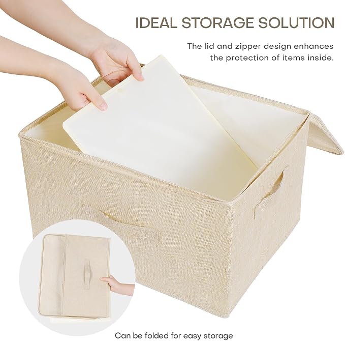 ANMINY Storage Bins with Zipper Lids 51.9 Qt Lidded Fabric Storage Boxes - Image 4