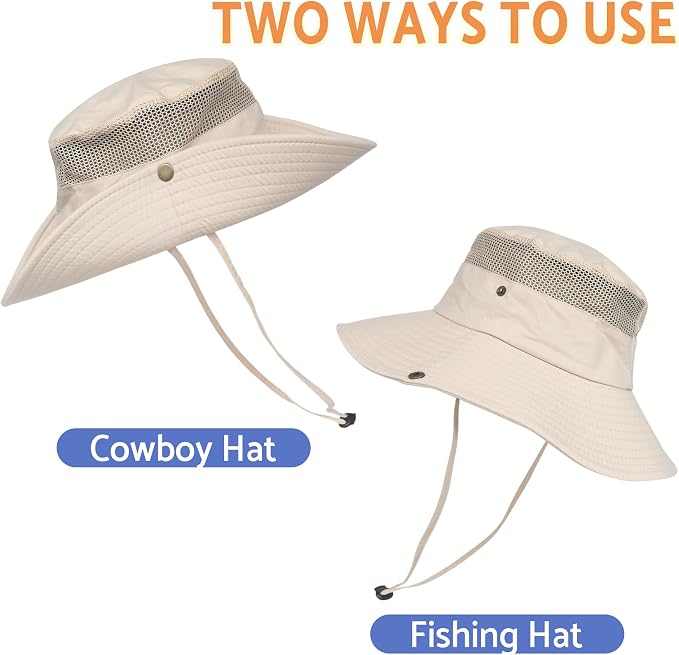 PFFY Sun Bucket Hats for Men Women 3” Wide Brim UPF 50+ Fishing & Beach Hat - Image 7