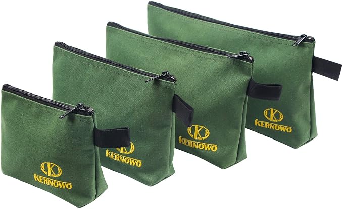 4 Pcs Upgrade Canvas Zipper Tool Pouch, 20 oz Heavy Duty Tool Bag, Water by KERNOWO