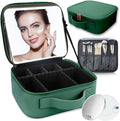 Makeup Bag with Led Mirror, Travel Makeup Organizer with 3 Color Setting & 10X by SUILU