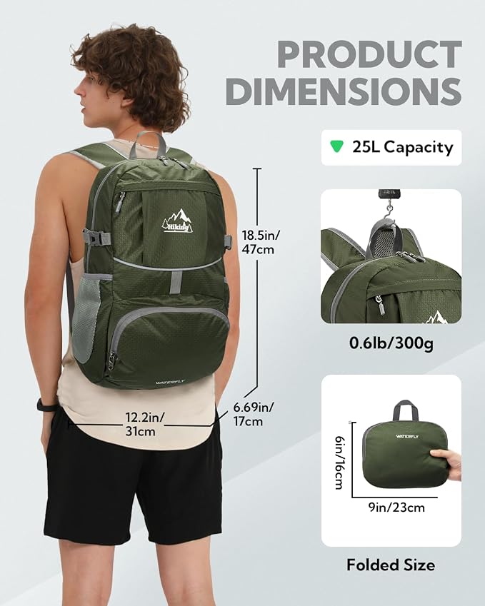 WATERFLY Hiking Foldable Daypack Backpack: 25L Ultra Lightweight Packable - Image 2