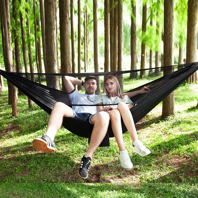 Camping Hammock with Rain Fly Tarp Mosquito Net Heavy Duty Tree Straps Portable - Image 4