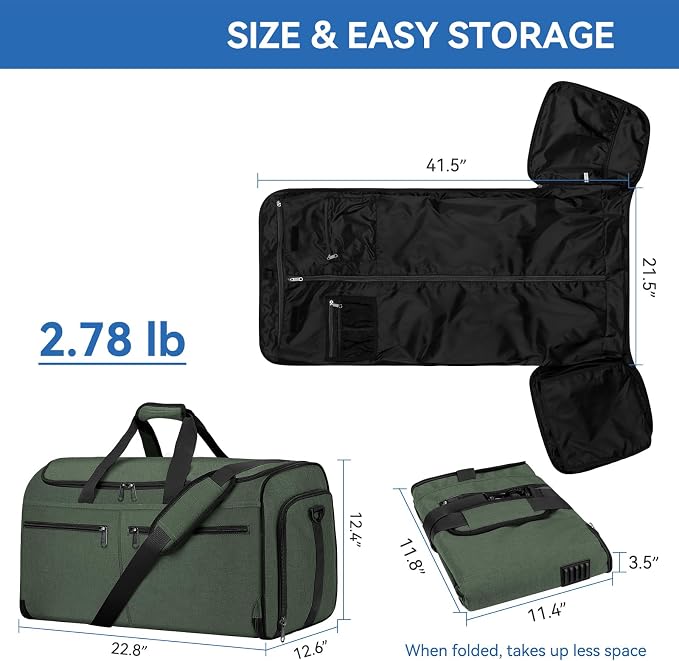 Bukere Garment Bags for Travel, Large Convertible Garment Duffel Bag for Men - Image 2