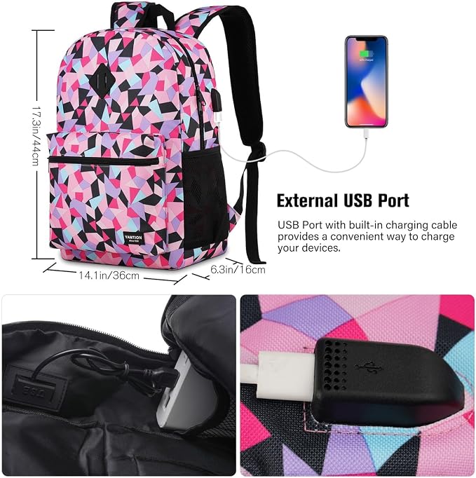 Unisex School Backpack Leaves, Casual Bookbag Adults and Teens Schoolbag - Image 7