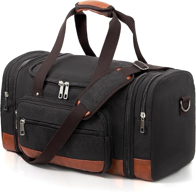 Men'S Duffle Bag For Travel, Expandable Canvas Duffel Bags Overnight Weekend by Unknown