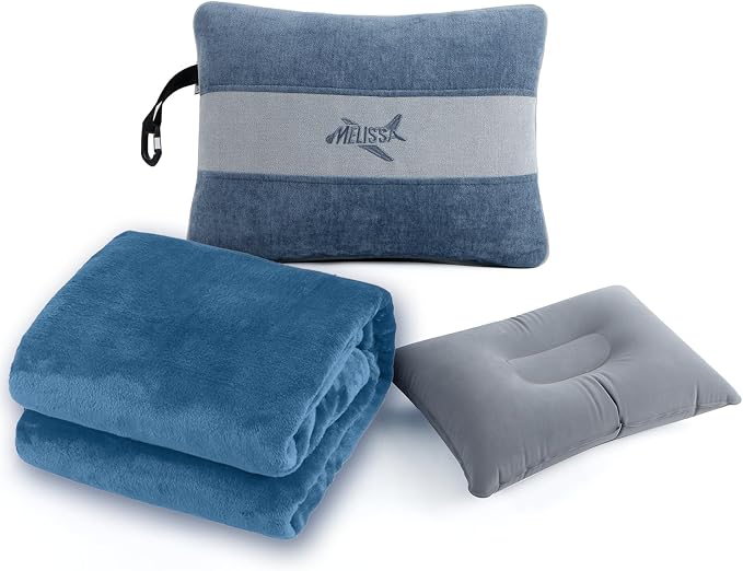 Melissa Large Travel Blanket and Inflatable Pillow Set by Melissa