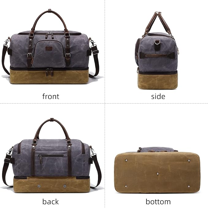 Nerlion Weekender Bag with Shoe Compartment Large Overnight Bag - Image 9