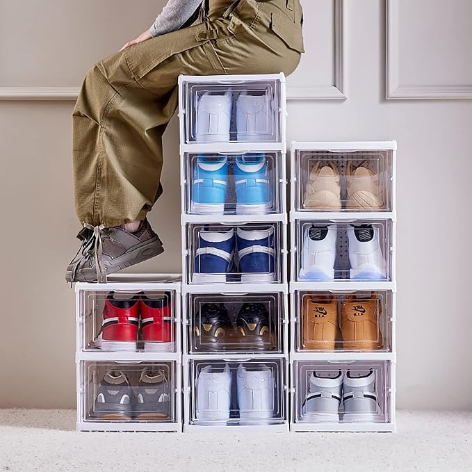 Shoe Organizer Foldable Shoe Rack, No Assembly Box Covered Shoe Storage - Image 3