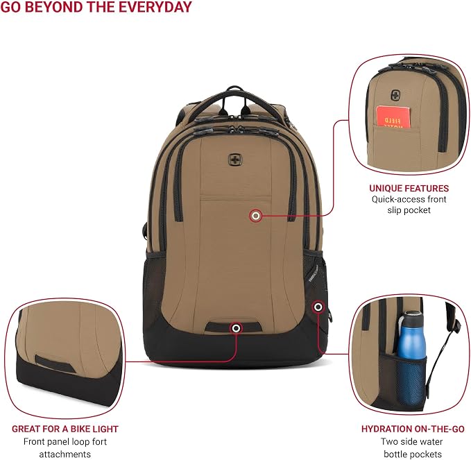 SwissGear Cecil 5505 Laptop Backpack, Pastel Brown/Black - Image 2