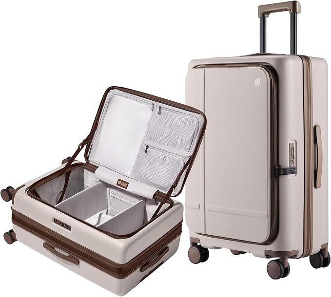 NINETYGO Medium Checked Luggage 25 Inch, Flat Top Opening Checking In Luggage by NINETYGO