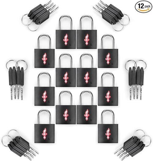 12-Pack Black Neon Square TSA Approved Luggage Lock by Colorfullife