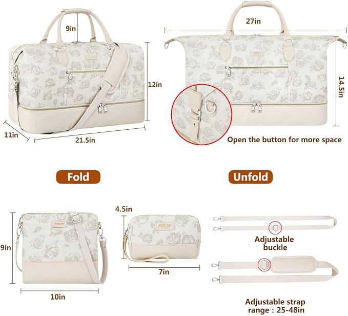 Weekender Bag for Women, Travel Duffel Bag Carry On Overnight Bag - Image 5