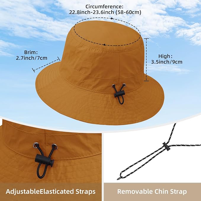 Durio Waterproof Bucket Hats for Woman UPF 50+ Sun Hat UV Protection Packable - Image 3