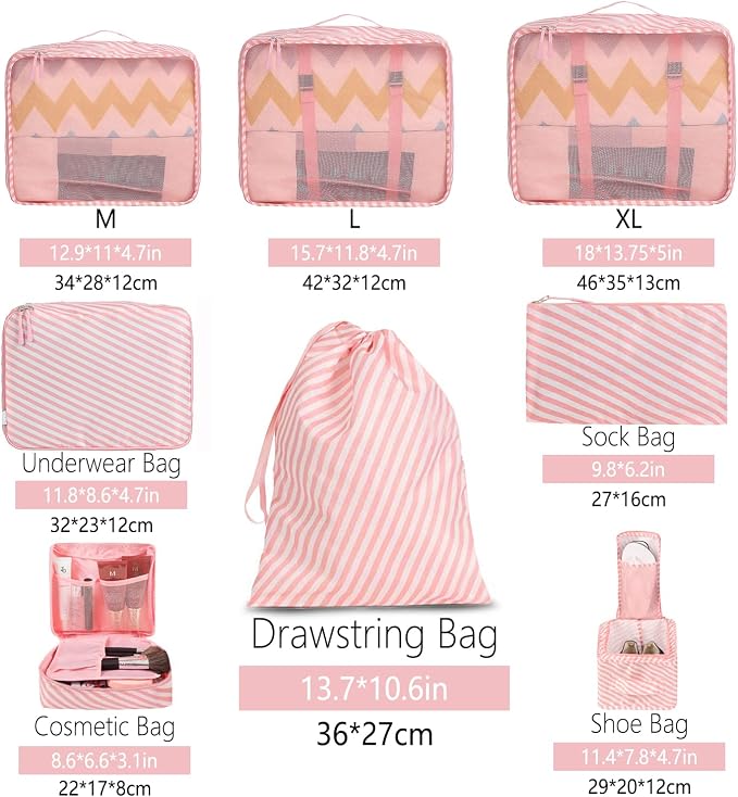 BAGAIL 8 Set Packing Cubes Luggage Packing Organizers - Image 2