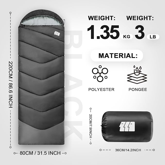 Sleeping Bags for Adults Cold Weather, Waterproof, Lightweight Sleeping Bag for - Image 2