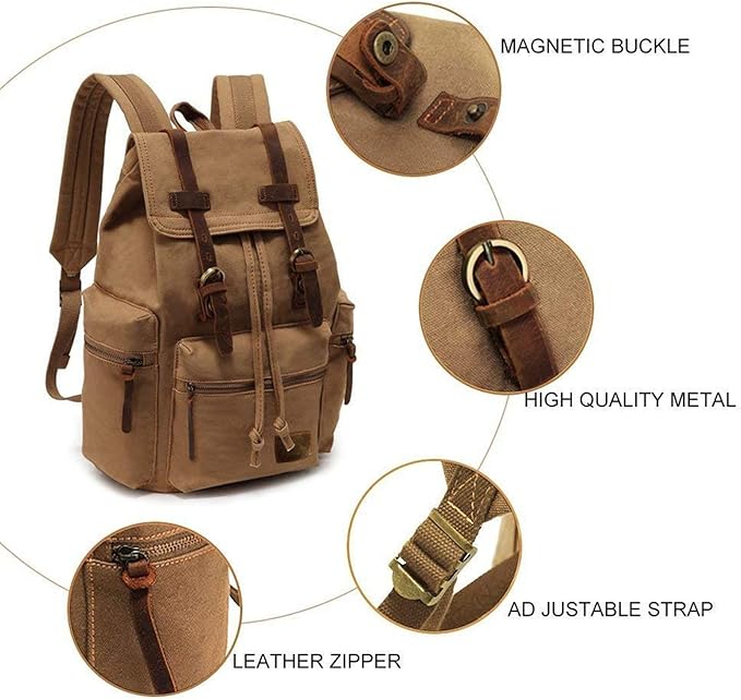 AUGUR High Capacity Canvas Vintage Backpack - Image 3