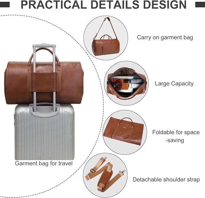Leather Garment Bag for Travel, Modoker Carry On Travel Bag - Image 5