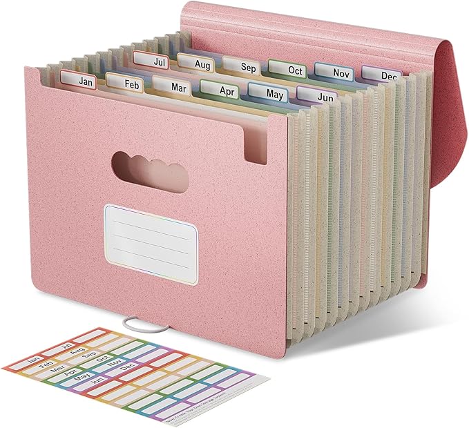 Accordion File Organizer, 13 Pockets Wheat Straw Expanding File Folder by EcoStash