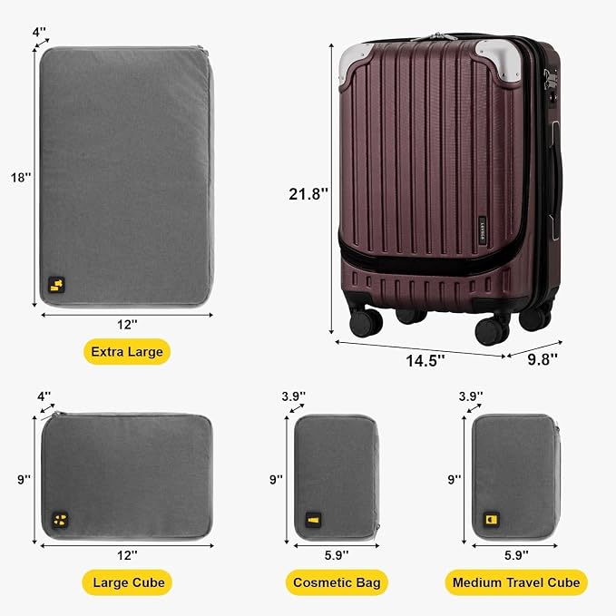 LEVEL8 Grace Carry On Luggage Airline Approved, 20 Inch Expandable Hardside - Image 2