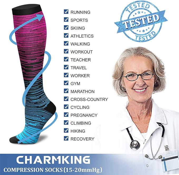 CHARMKING Compression Socks for Women & Men Circulation 15-20 mmHg is Best - Image 4