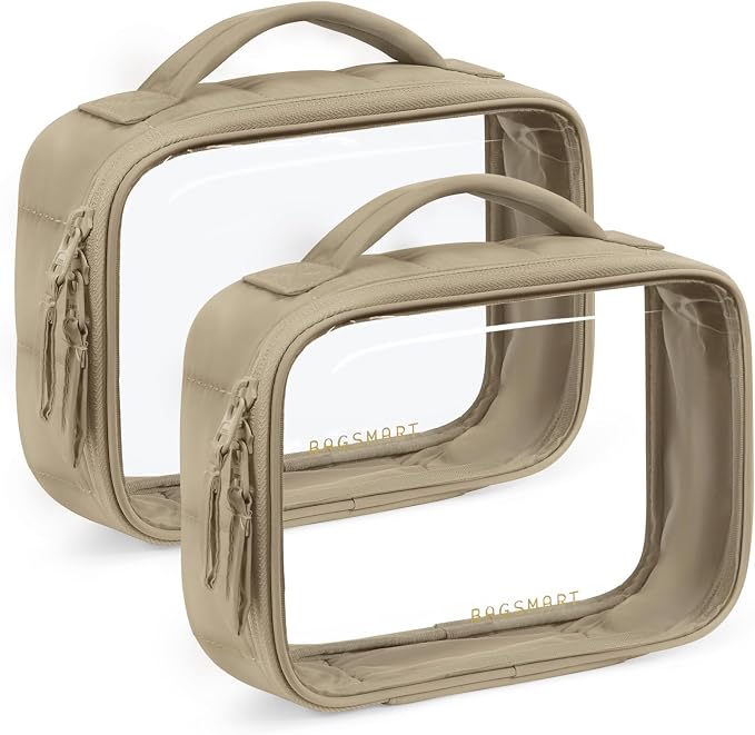 BAGSMART Clear TSA Approved Toiletry Bag, 2 Pack Travel Makeup Quart Size by BAGSMART