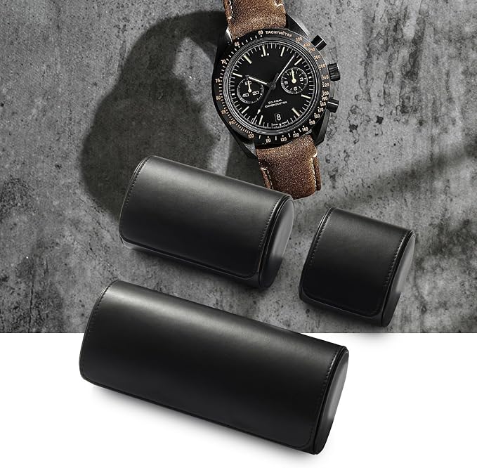 Oirlv Premium Leather Watch Roll Travel Case 3-Slot Watch Box - Image 3