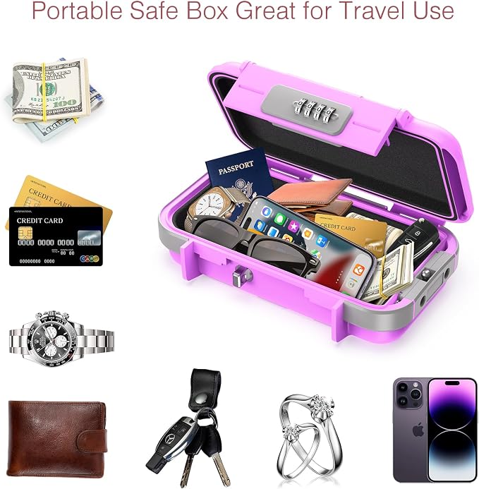 LOFICOPER Portable Safe Box, Travel Safe Lock Box, Waterproof Beach Lock Box - Image 5