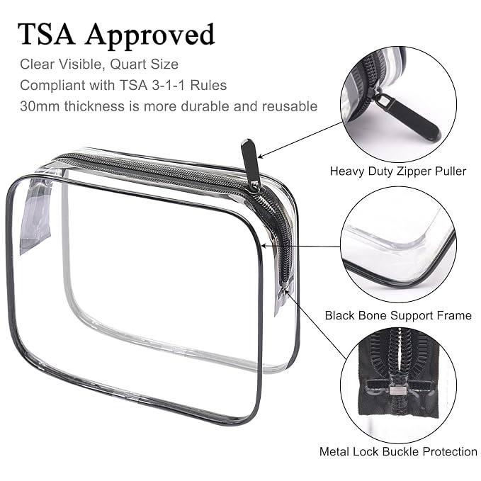 Lermende 2pcs Clear Toiletry Bag TSA Approved Travel Bag, Carry On - Image 3