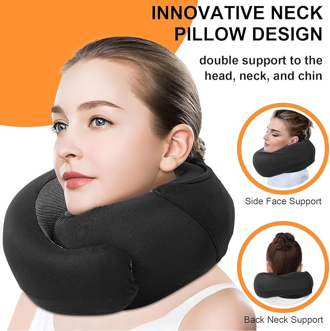 Travel Pillow - Hooded Neck Pillow Airplane Memory Foam Filling - Image 4