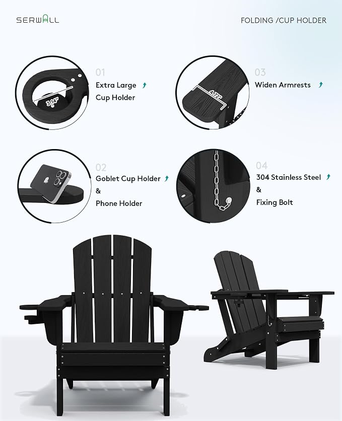 SERWALL HDPE Folding Adirondack Chair - Image 8