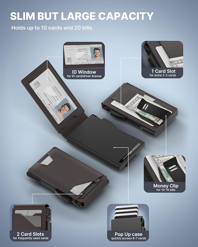 typecase Tactical Wallet for Men Card Holder: Pop Up Card Case, Genuine Leather - Image 2