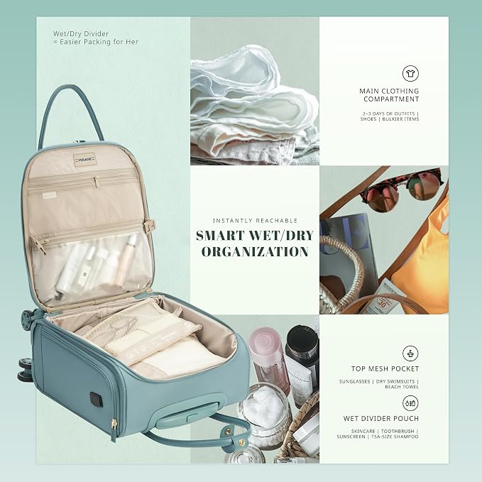 Verage 18x14x8in Spinner Underseat Carry-On Luggage -Airplane Personal Item Bag - Image 6