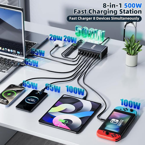 500W Fast Charging 8 Port USB C Charger Block - Image 2