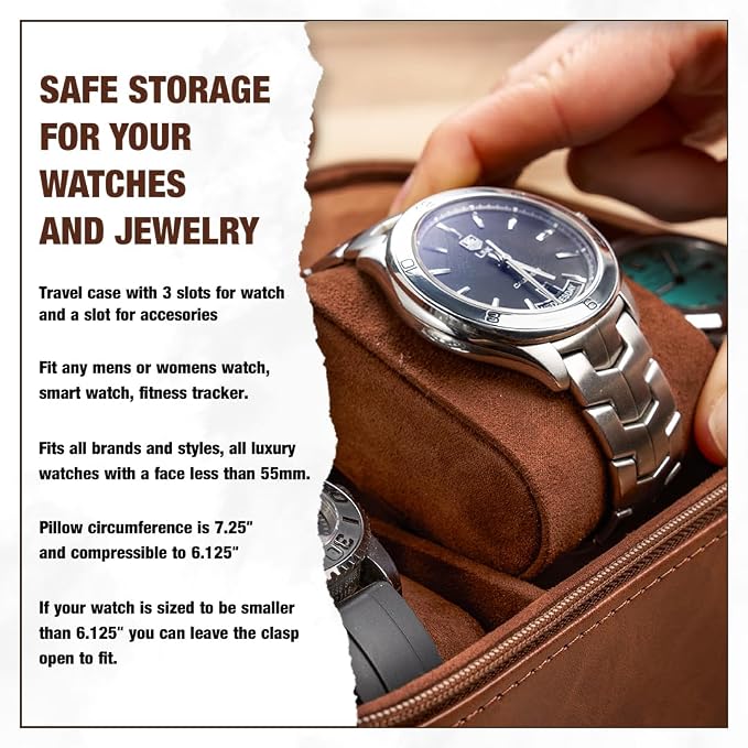 Awesometik Luxury Travel PU Leather Watch Case. Watch Storage Organizer. Watch - Image 9