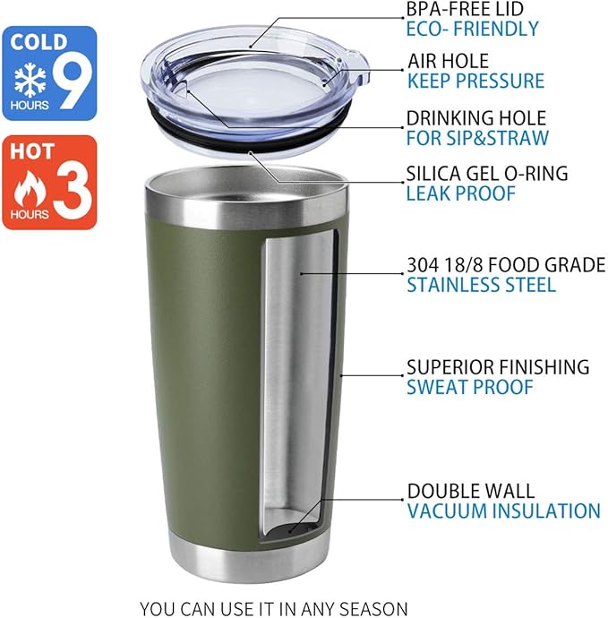 HASLE OUTFITTERS 20oz Stainless Steel Tumblers Bulk, Insulated Travel Cup - Image 4