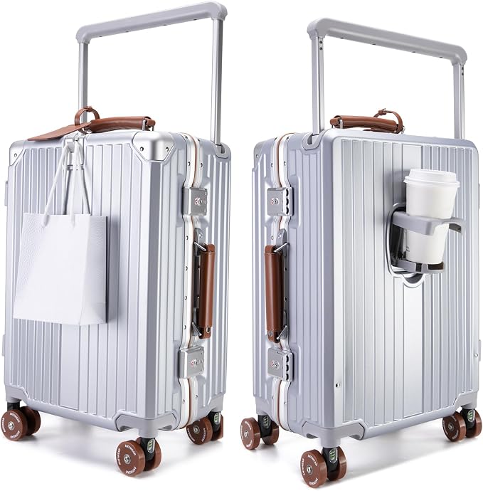 feilario 20" Aluminum Frame Wide Handle Hard Shell Carry On Suitcase by feilario